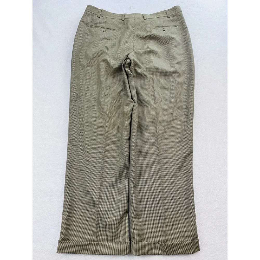Ralph Lauren Mens Dress Pants 38x30 Brown Houndstooth Slacks Cuff 370217 NWT